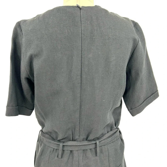 APC A.P.C Jumpsuit Coverall Short Sleeve Tie Belted Linen Blend Black Size XS - Picture 9 of 12